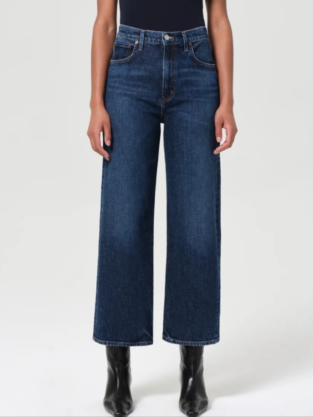 Agolde Ren Relaxed Straight Jeans In Echo Dark Blue Denim